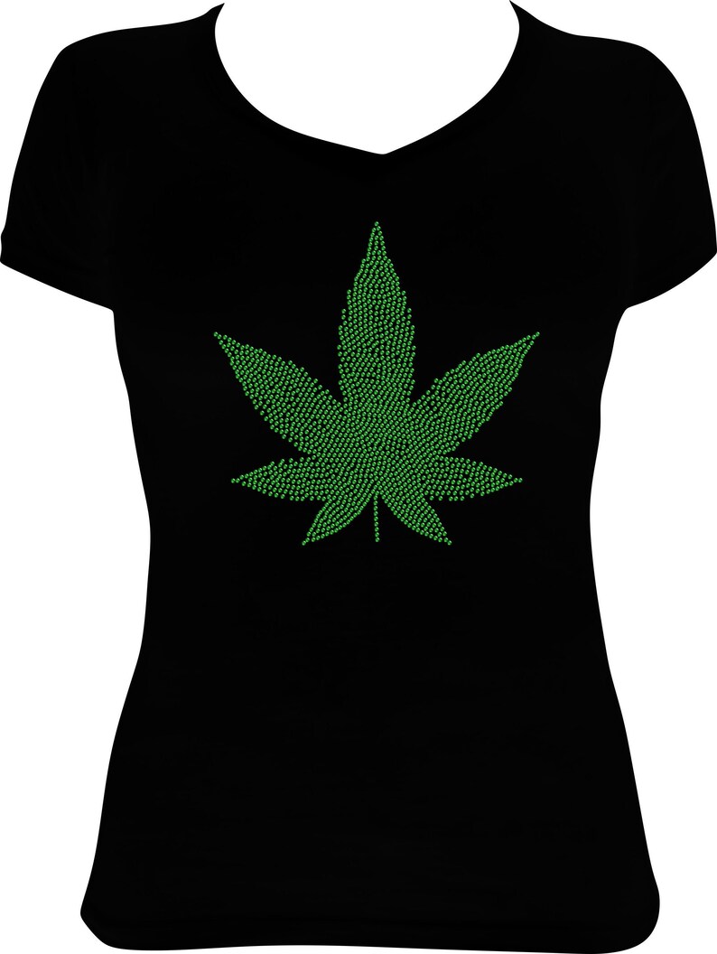 Weed Leaf Marijuana Rhinestone Shirt
