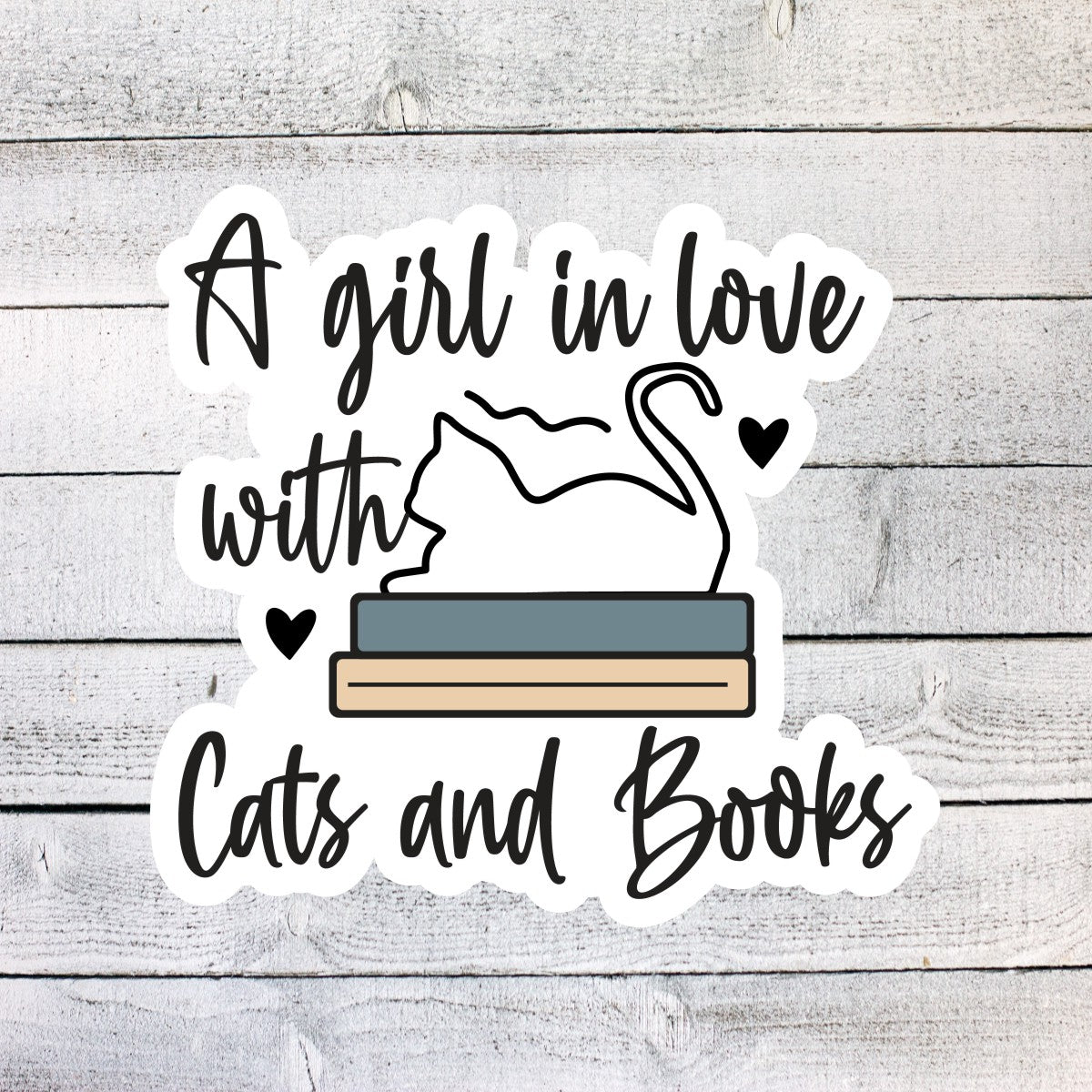 A Girl in Love with Cats and Books Sticker