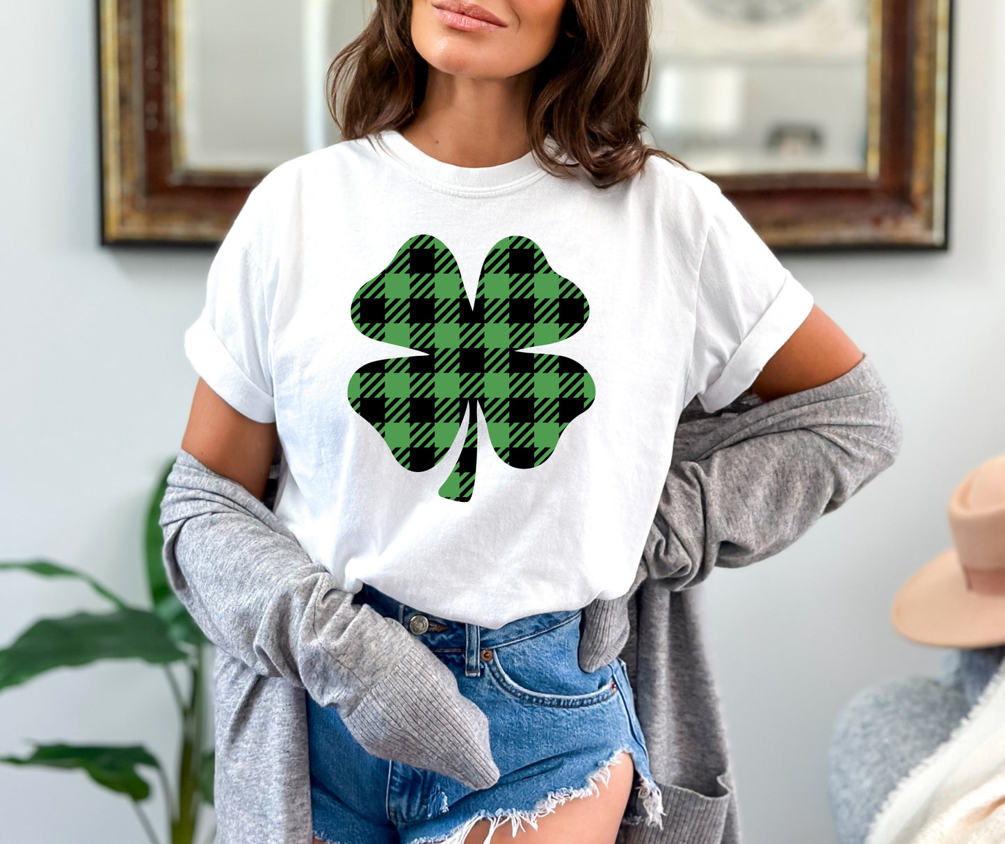 St. Patrick's Day Checked Clover T-shirt