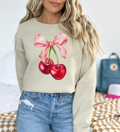 Cherries Coquette Bow Sweatshirt
