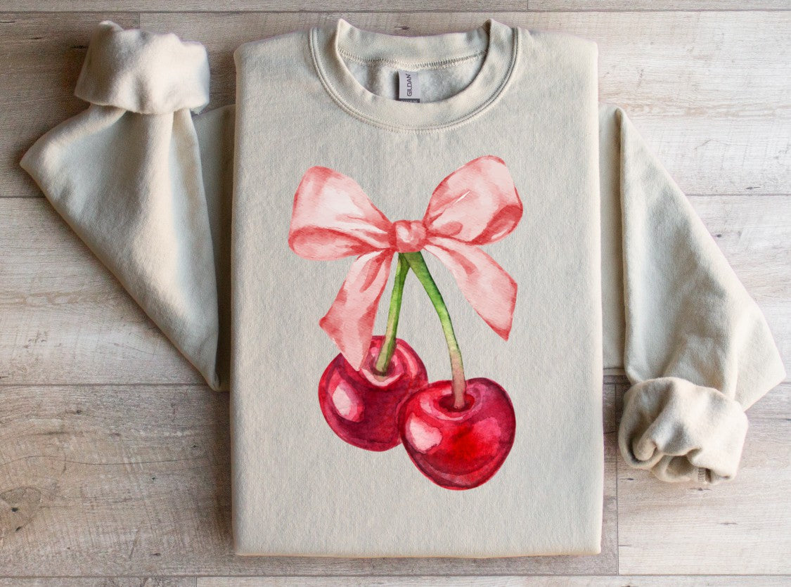 Cherries Coquette Bow Sweatshirt