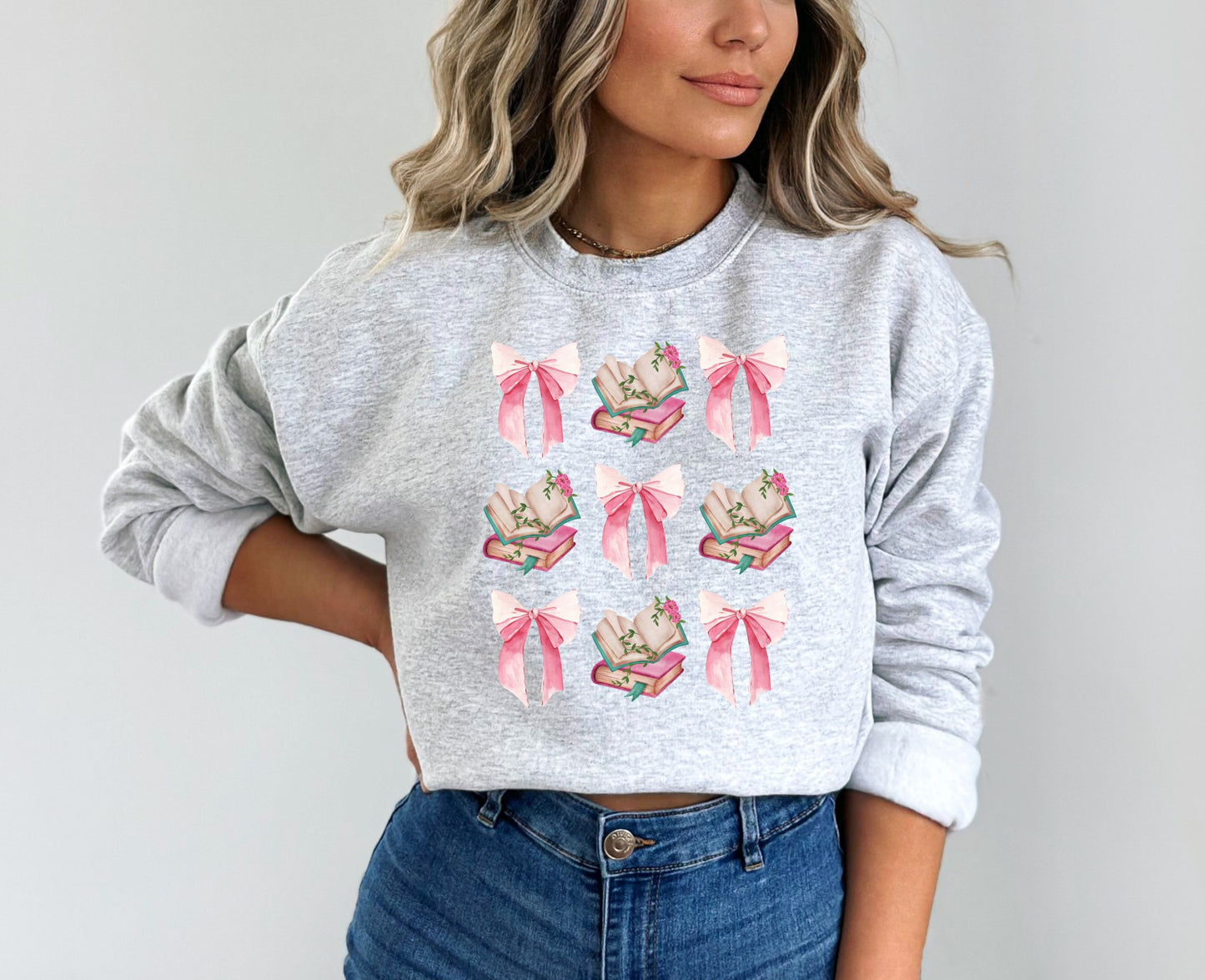Coquette Books and Bows Doodle Sweatshirt