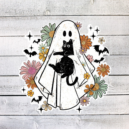 Ghost with Cat Sticker
