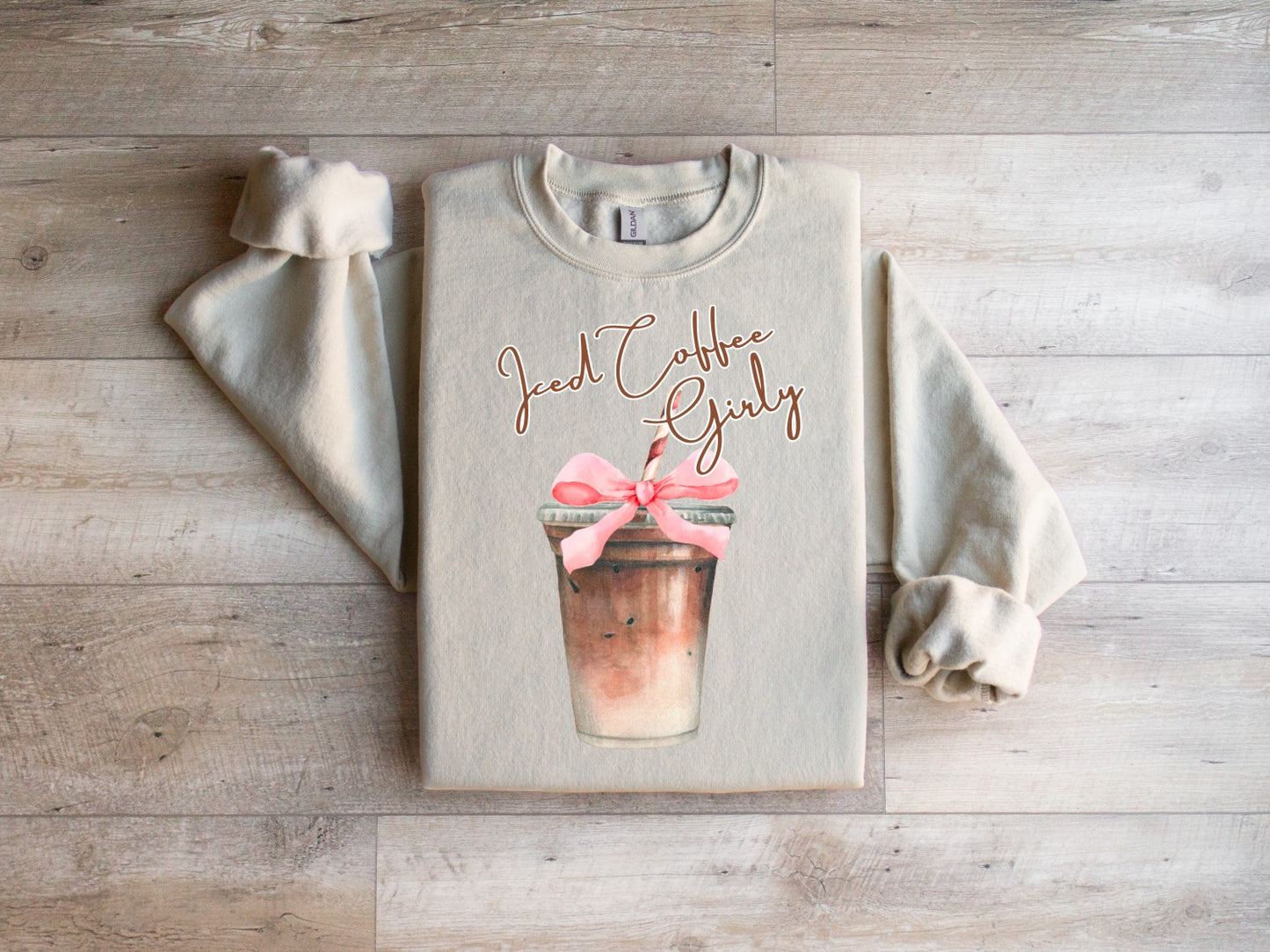 Coquette Iced Coffee Girly Bow Sweatshirt