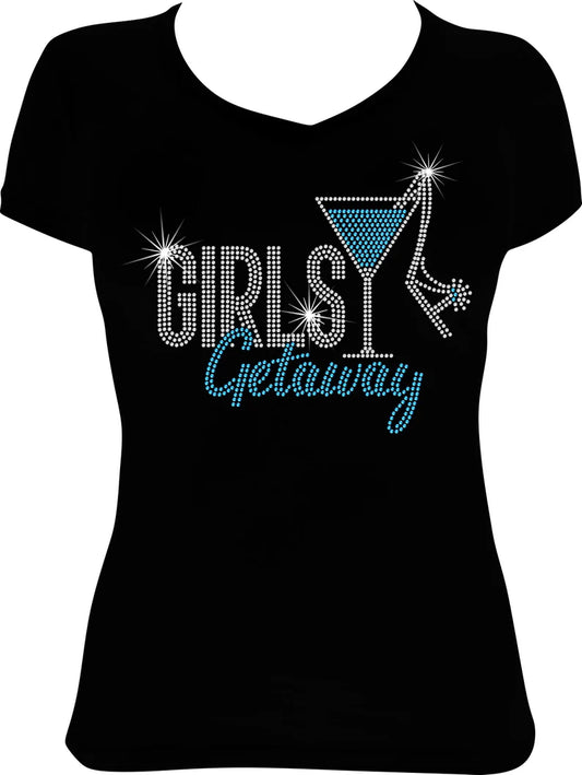 Girls Getaway Martini Rhinestone Shirt