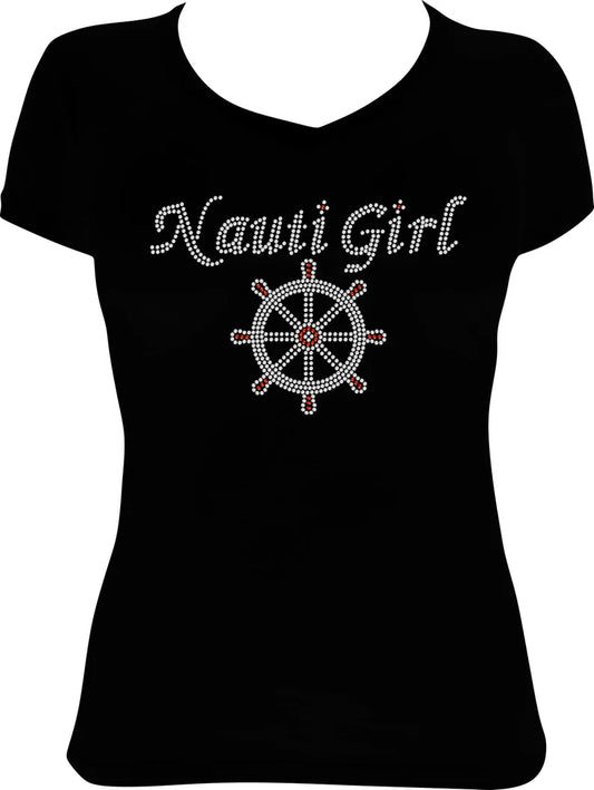 Nauti Girl Wheel. Rhinestone Shirt