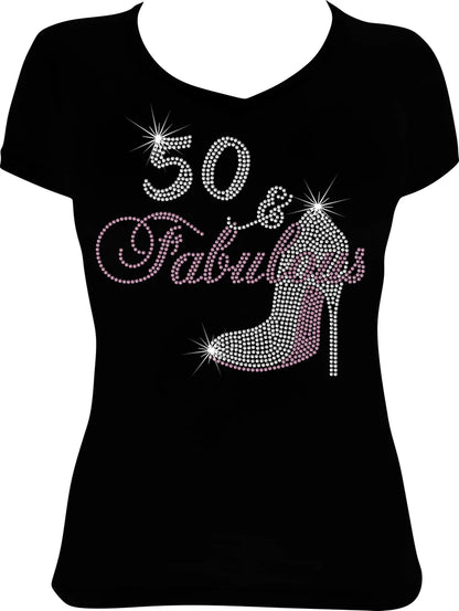 50 and Fabulous Shoe Rhinestone Shirt