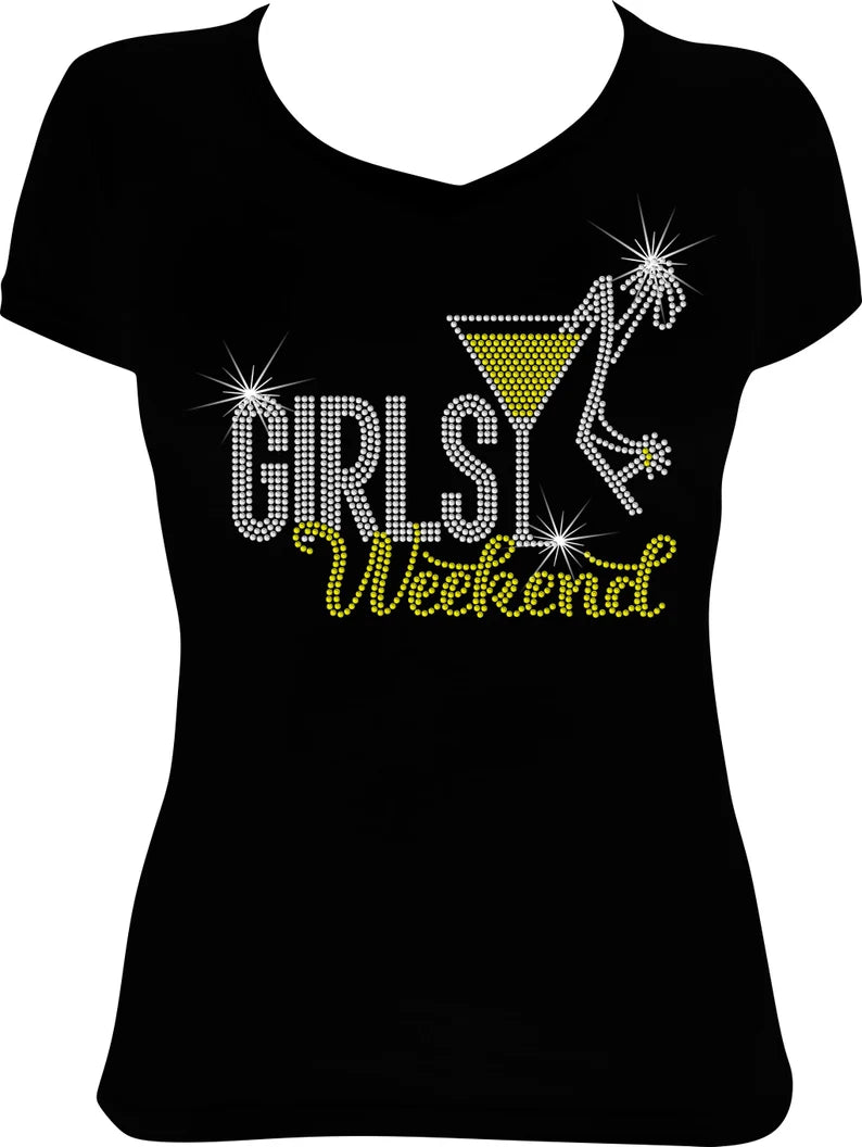 Girls Weekend Martini Rhinestone Shirt