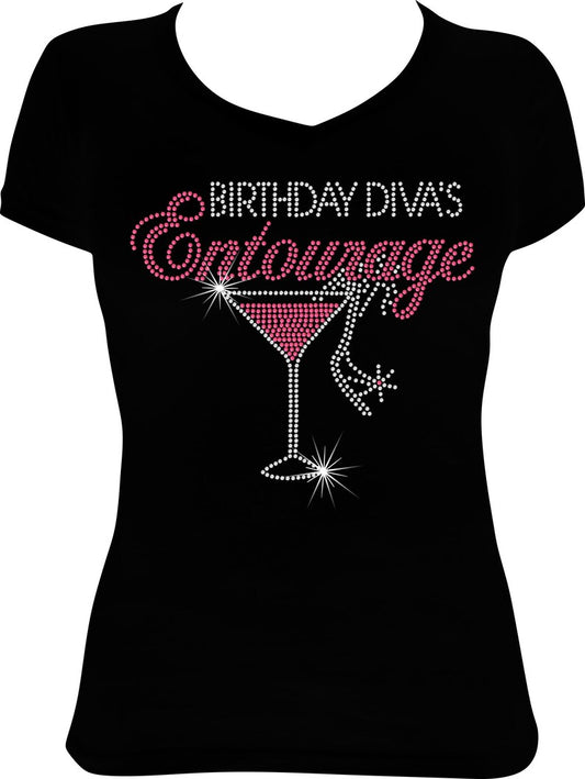 Birthday Diva's Entourage Martini Rhinestone Shirt