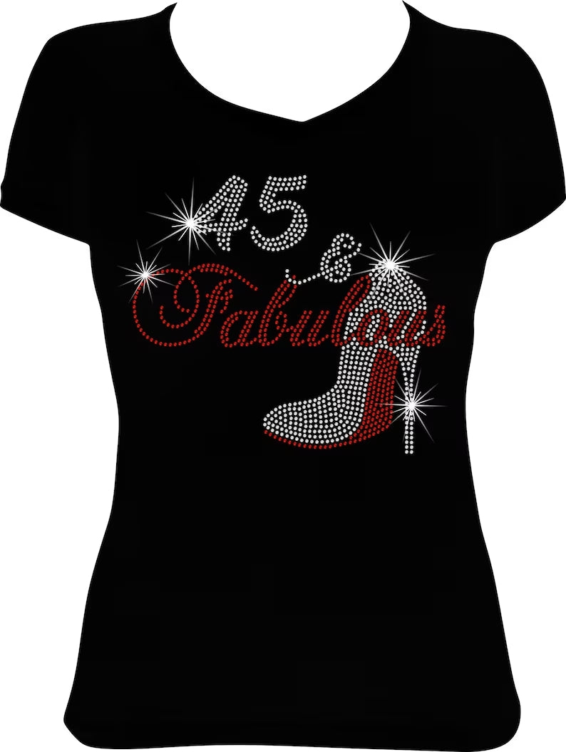 45 and Fabulous Shoe Rhinestone Shirt