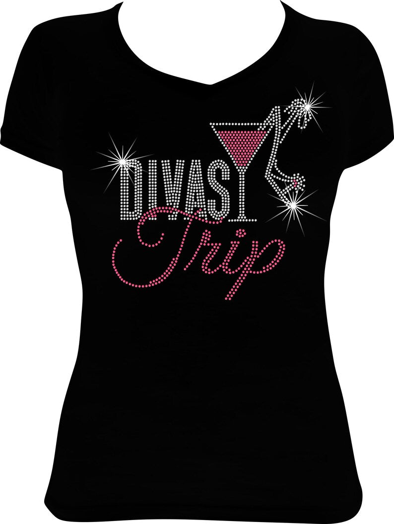 Divas Trip Martini Rhinestone Shirt