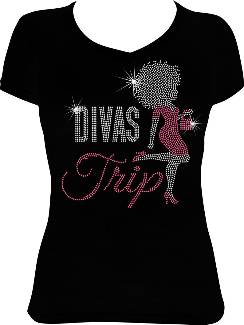 Afro Girl Divas Trip Rhinestone Shirt