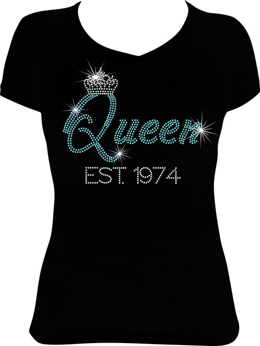 Queen Crown Est. (Any Year) Rhinestone Shirt