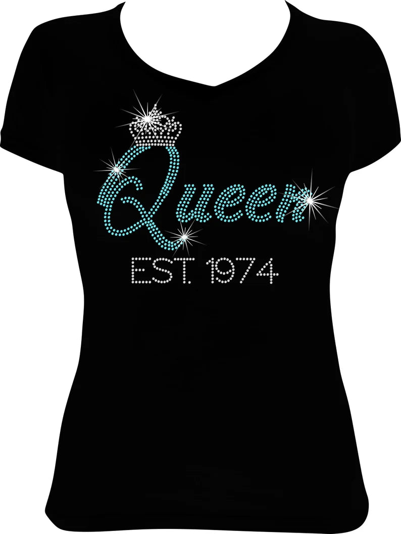 Queen Est. 1974 Rhinestone Shirt