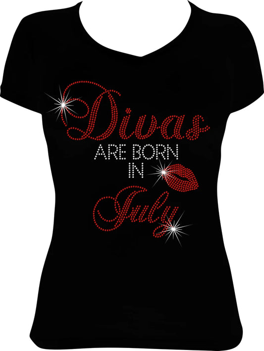 Divas are Born in July Rhinestone Shirt