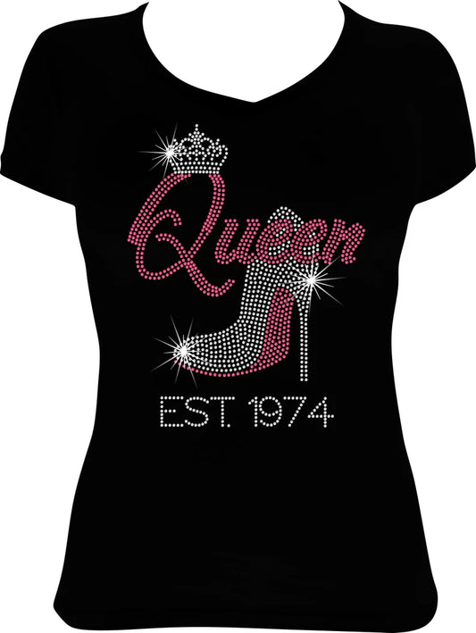 Queen Est. (Any Year) Shoe Rhinestone Shirt