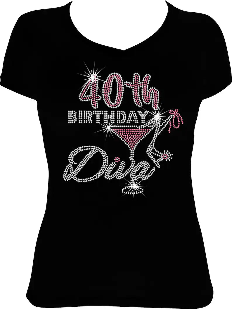 40th Birthday Diva Rhinestone Shirt