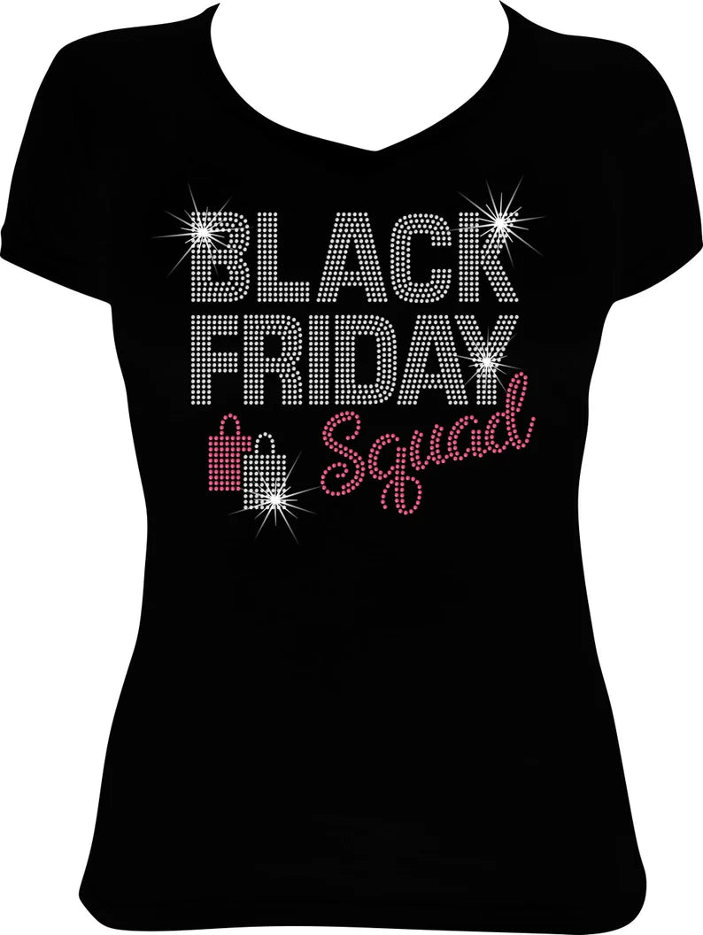 Black Friday Squad Bags Rhinestone Shirt