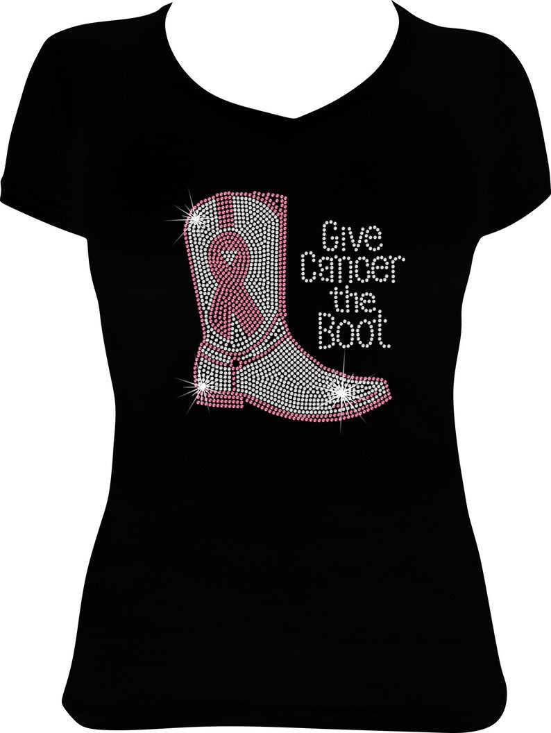 Give Cancer the Boot Rhinestone Shirt