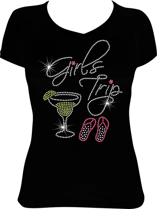 Girls Trip Margarita Flip Flops Rhinestone Shirt