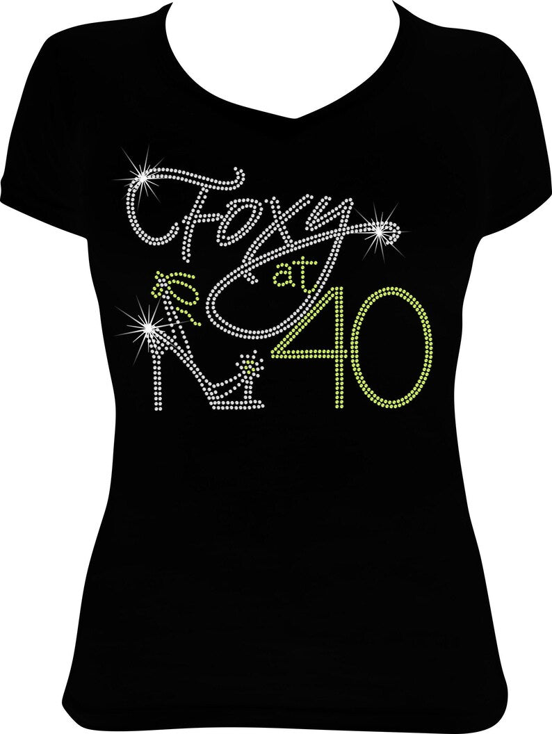 Foxy at (Any Age) Heel Rhinestone Shirt