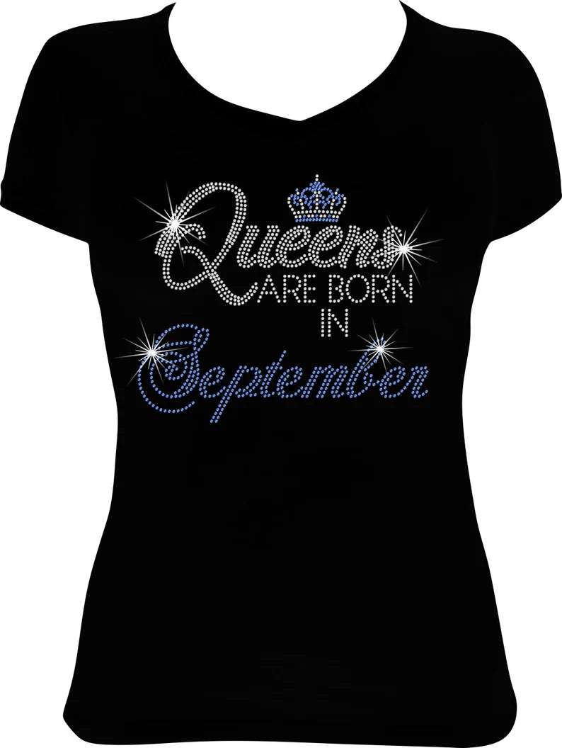 Queens are Born in September Rhinestone Shirt