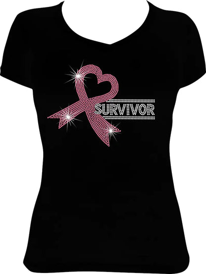 Ribbon Survivor Rhinestone Shirt