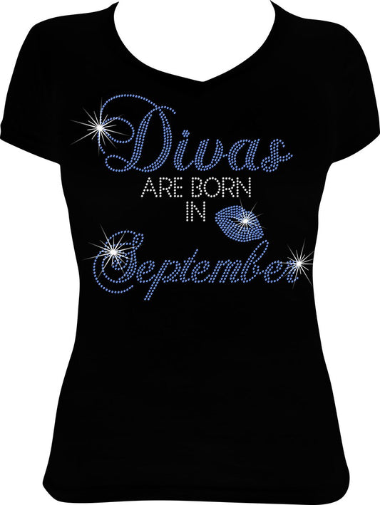 Divas are Born in September Rhinestone Shirt