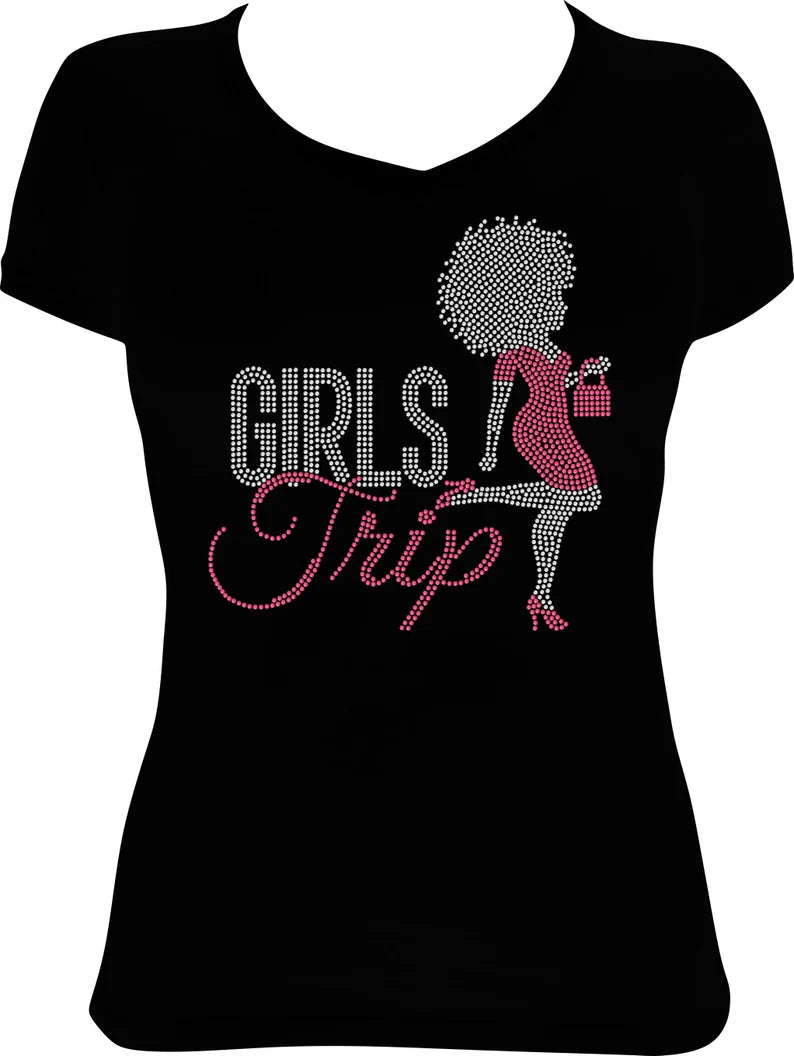 Afro Girl Girls Trip Rhinestone Shirt