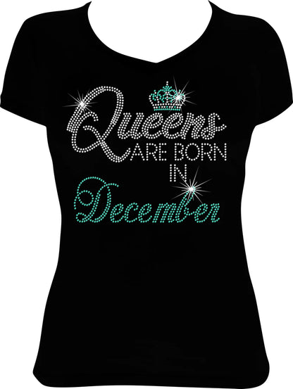 Queens are Born in December Rhinestone Shirt