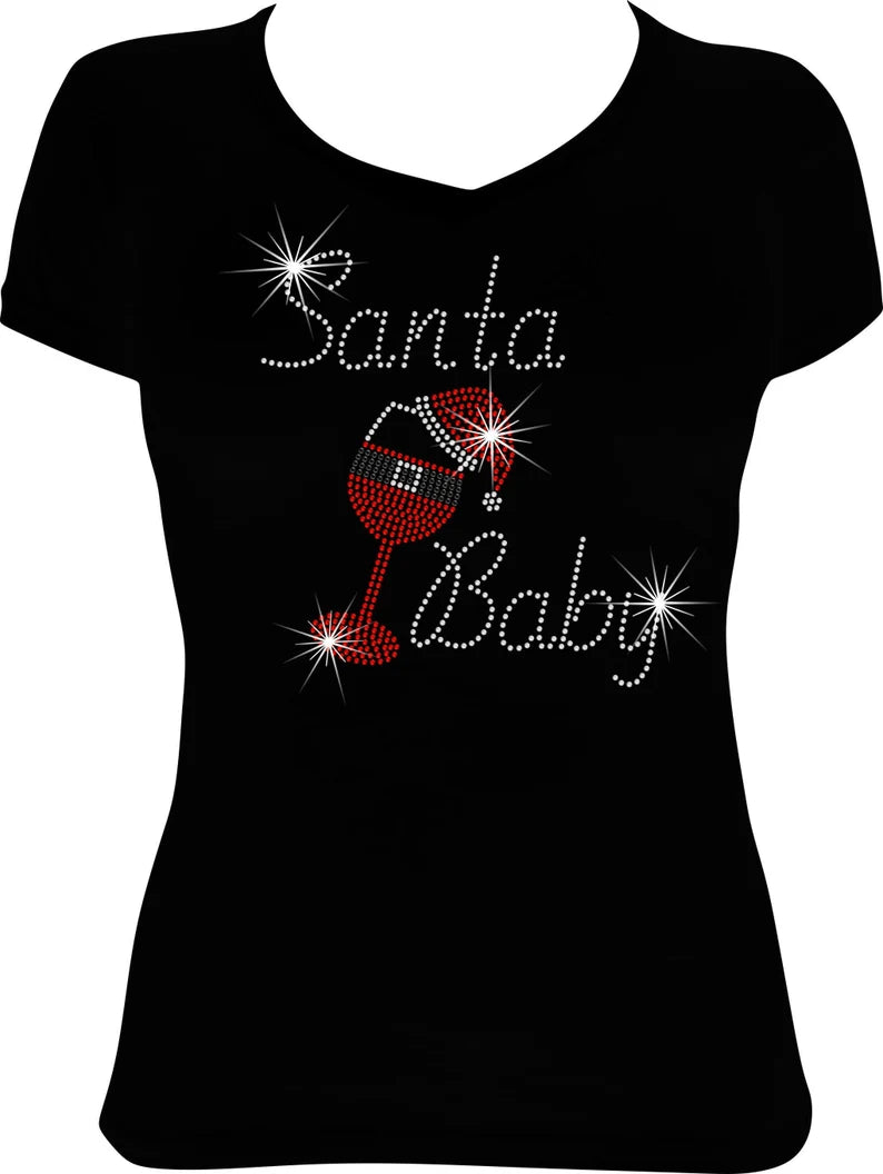 Santa Baby Wine Rhinestone Shirt