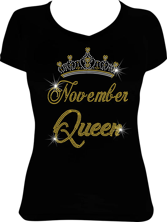 November Queen Crown Rhinestone Shirt