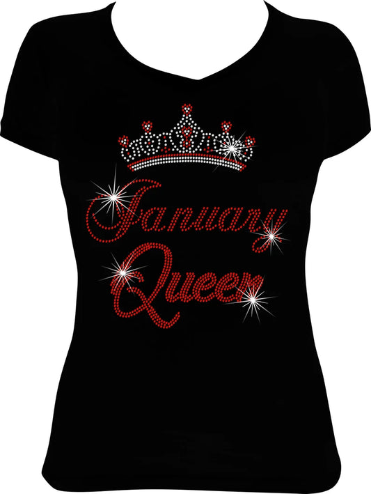 January Queen Crown Rhinestone Shirt