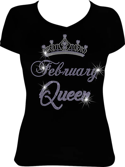February Queen Crown Rhinestone  Shirt