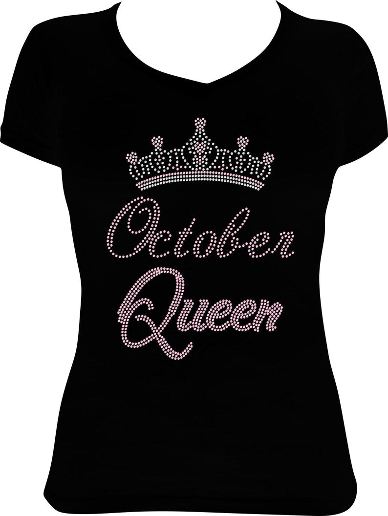 October Queen Crown Rhinestone Shirt