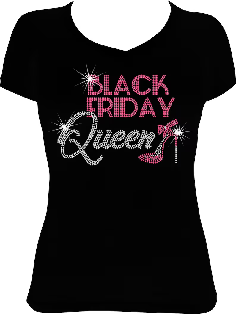 Black Friday Queen Heel Rhinestone Shirt