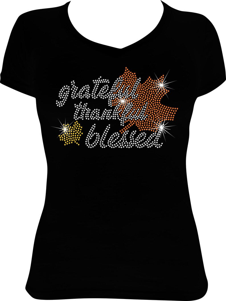 Grateful, Thankful, Blessed Rhinestone Shirt