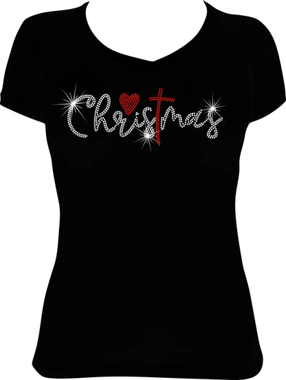 Christmas Cross Rhinestone Shirt