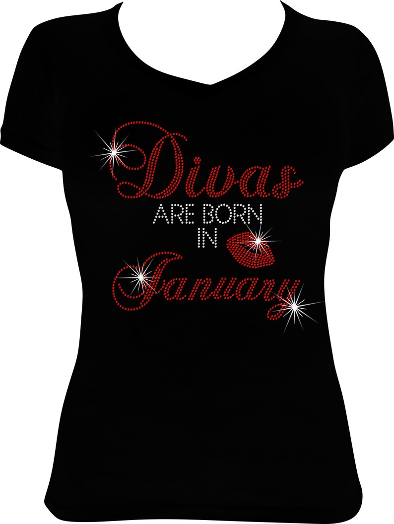 Divas are Born in January Rhinestone Shirt