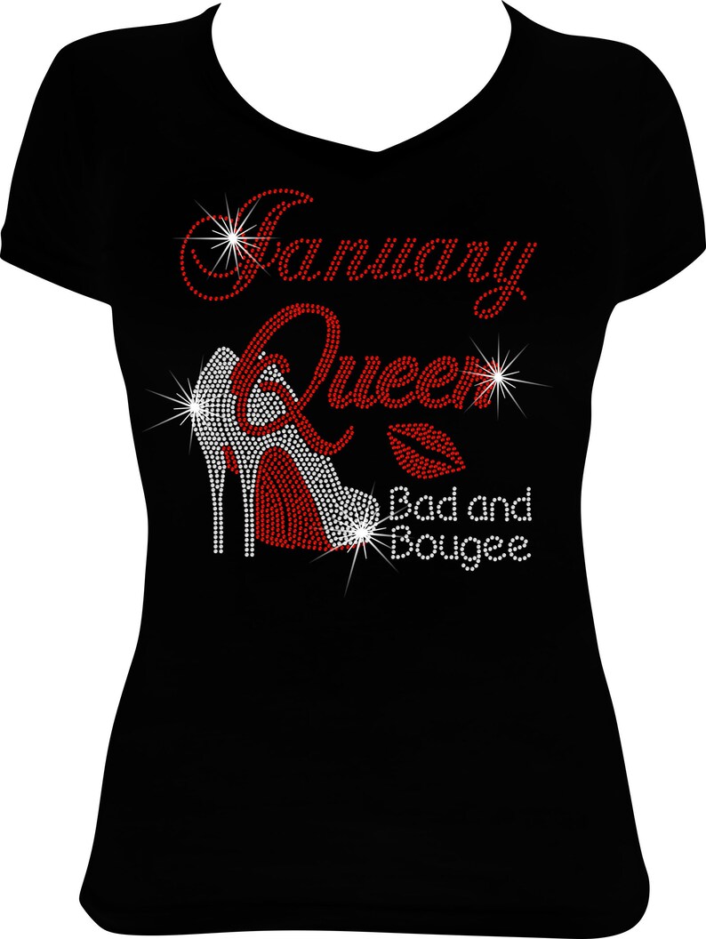 Bad and Bougee January Queen Shoes Rhinestone Shirt