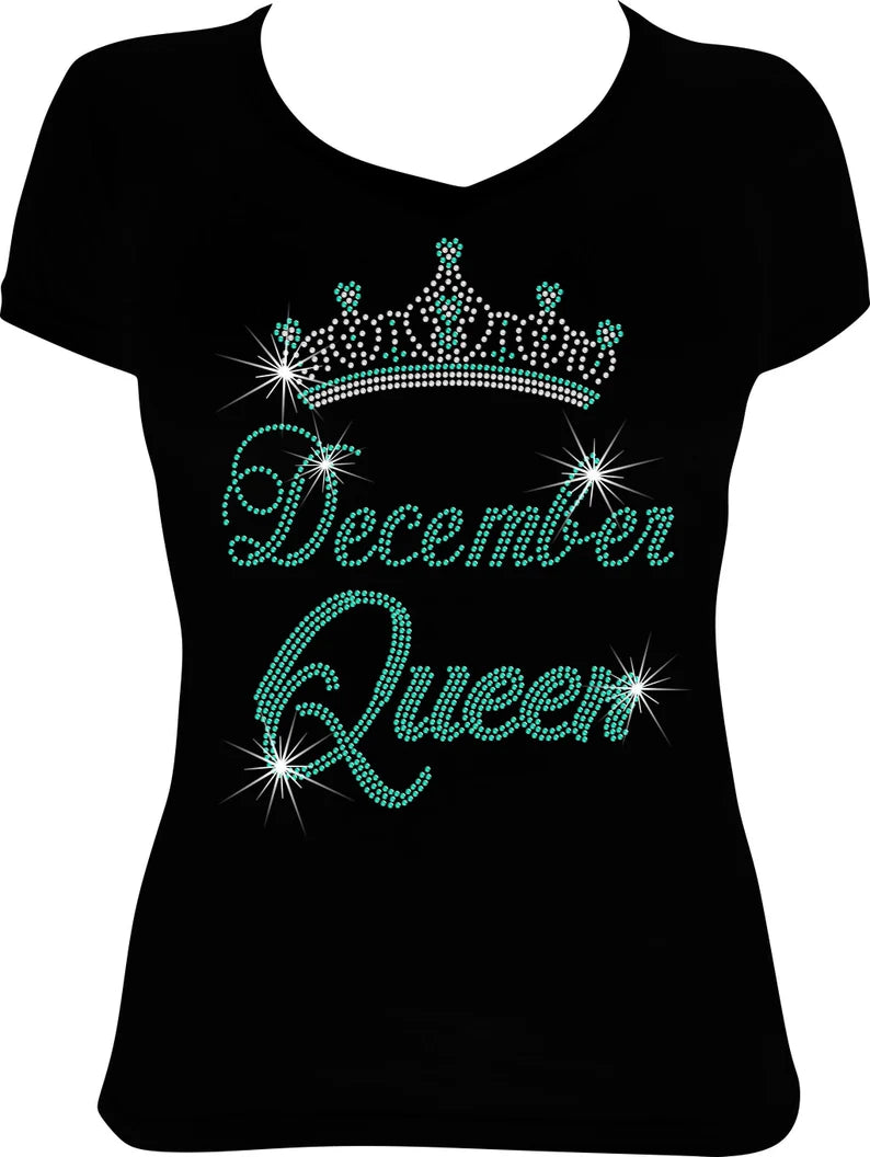 December Queen Crown Rhinestone Shirt