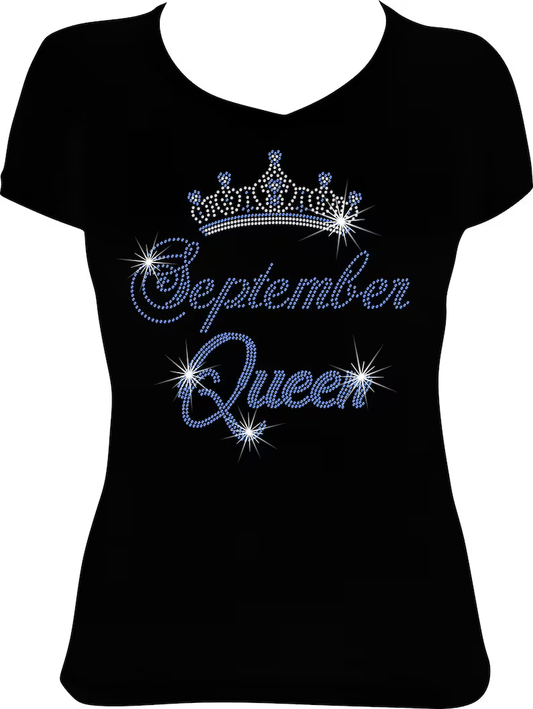 September Queen Crown Rhinestone Shirt