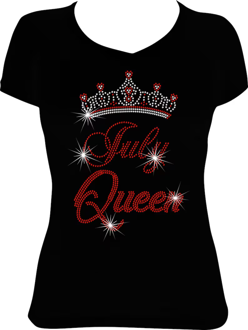 July Queen Crown Rhinestone Shirt