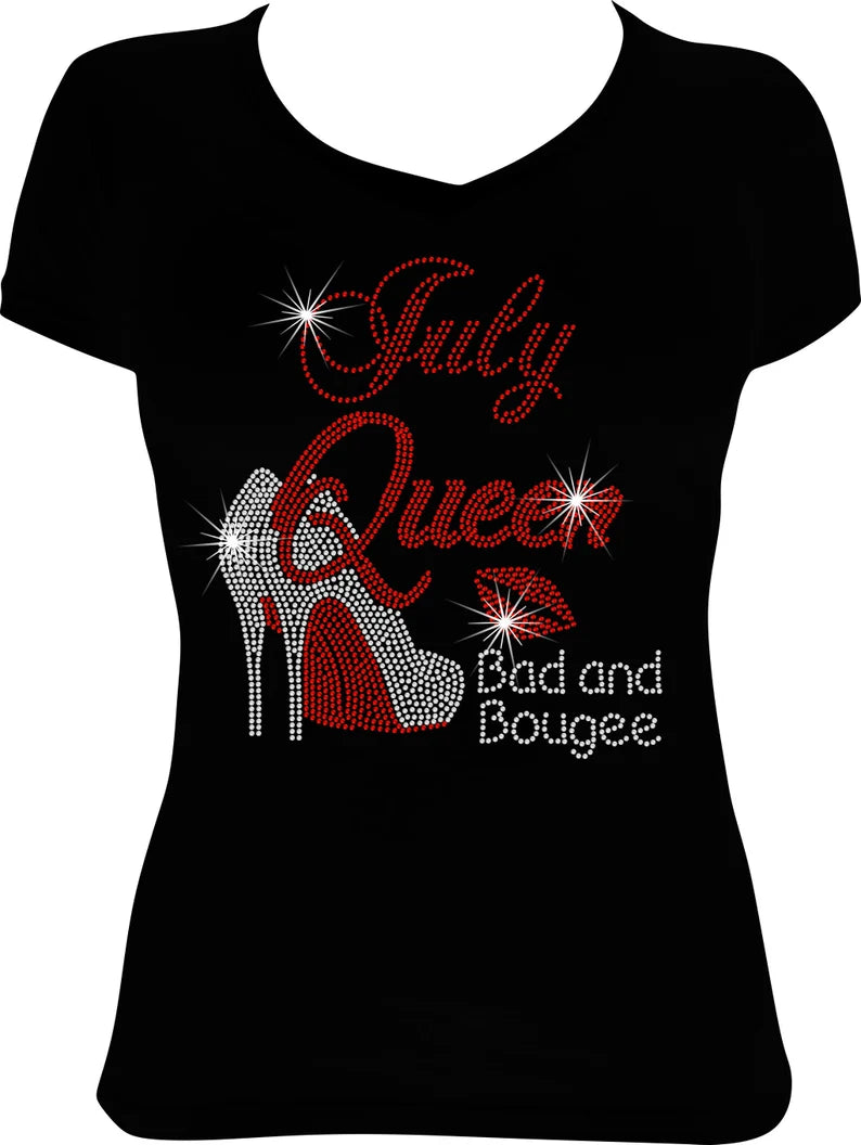 Bad and Bougee July Queen Shoes Rhinestone Shirt