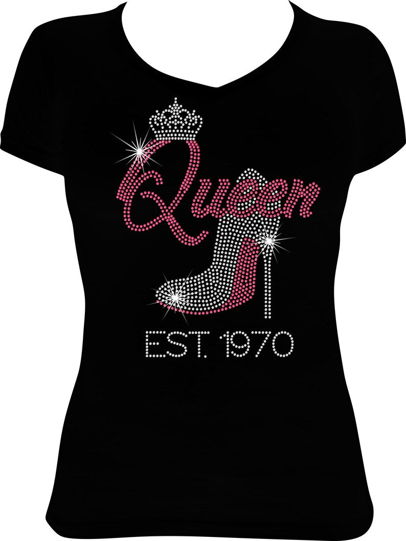 Queen Est. 1970 Rhinestone Shirt
