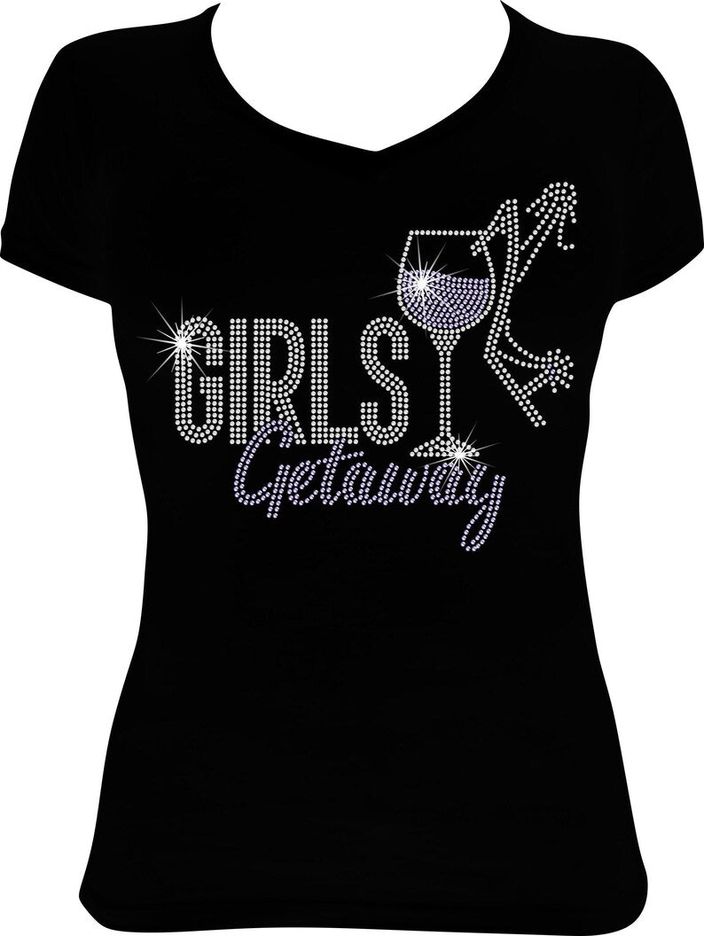 Girls Getaway Wine Rhinestone Shirt