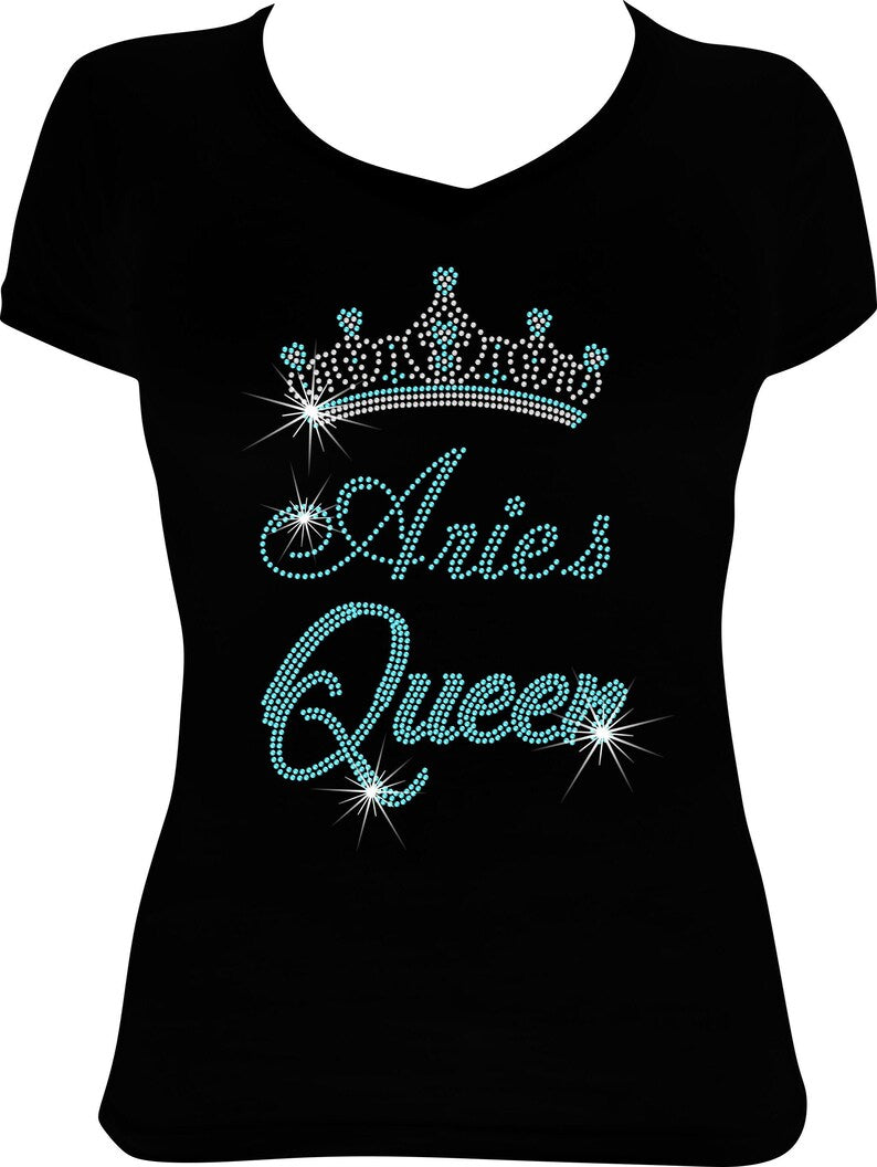Aries Queen Crown Rhinestone Shirt