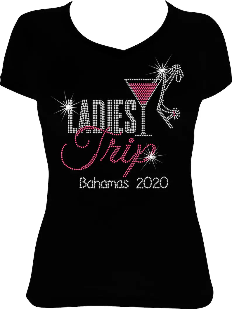 Ladies Trip Martini Rhinestone Shirt