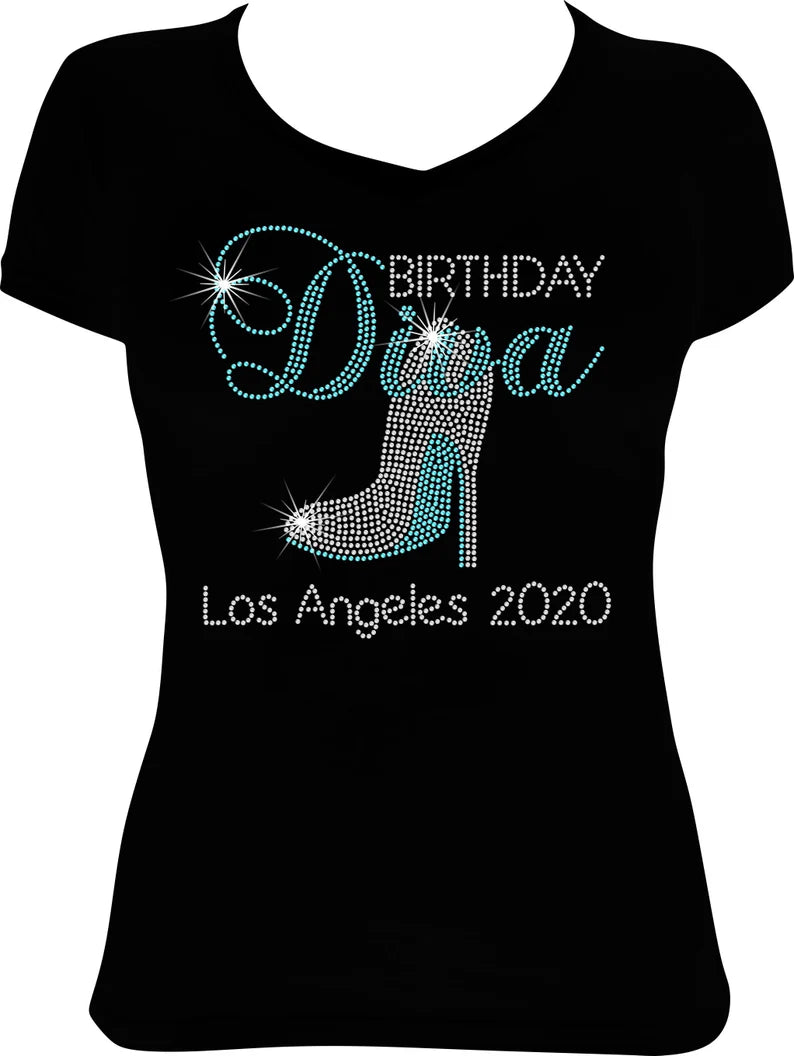 Birthday Diva Shoe Destination Rhinestone Shirt