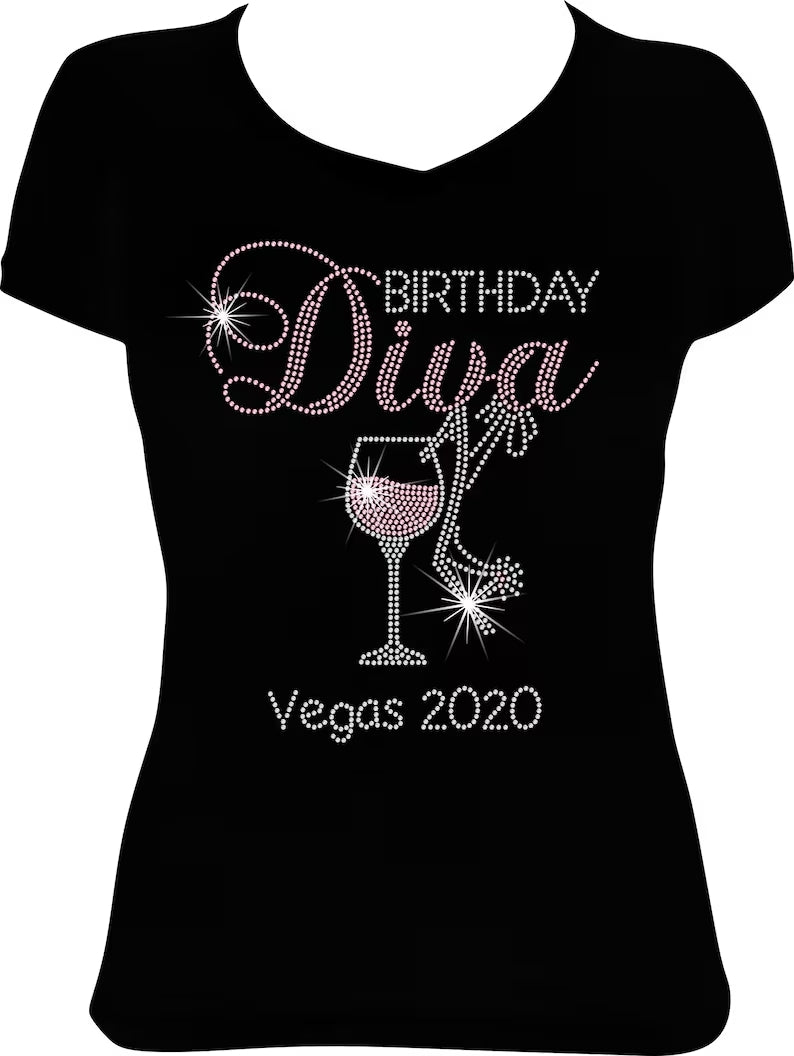 Birthday Diva Wine Destination Rhinestone Shirt
